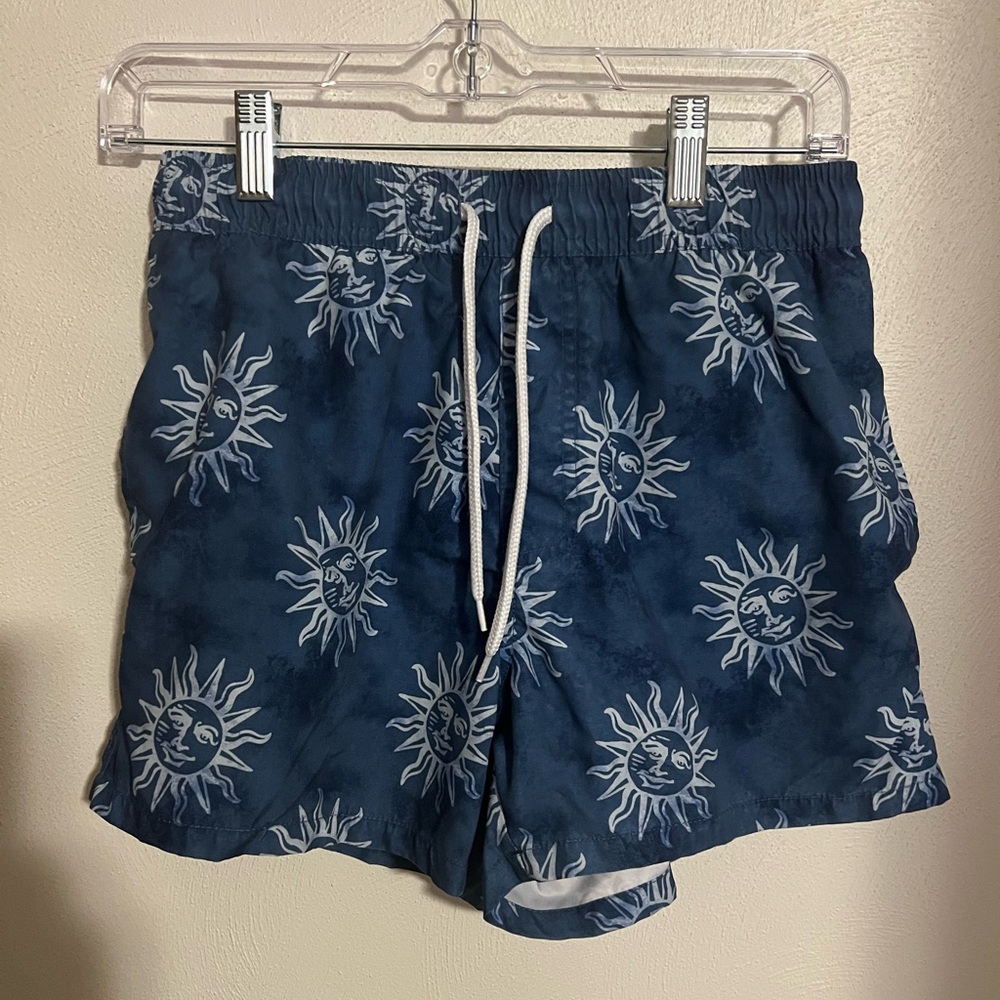 ASOS Classic Happy Face Sun Print Summer‎ Drawstring Swim Trunks Men's Size XS